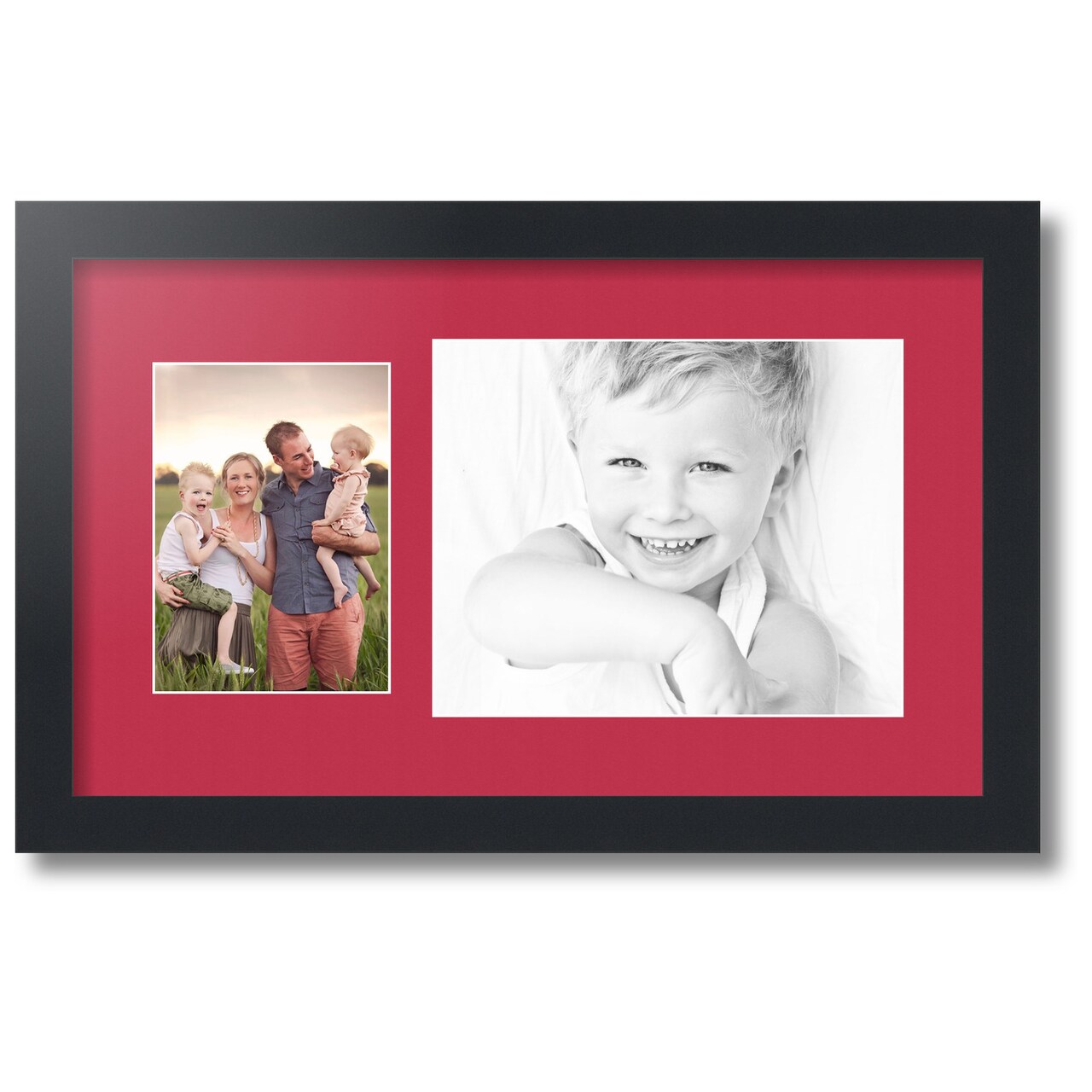 ArtToFrames Collage Photo Picture Frame with 1 - 5x7, 8x10 inch Openings, Framed in Black with Over 62 Mat Color Options and Regular Glass (CSM-3926-166)